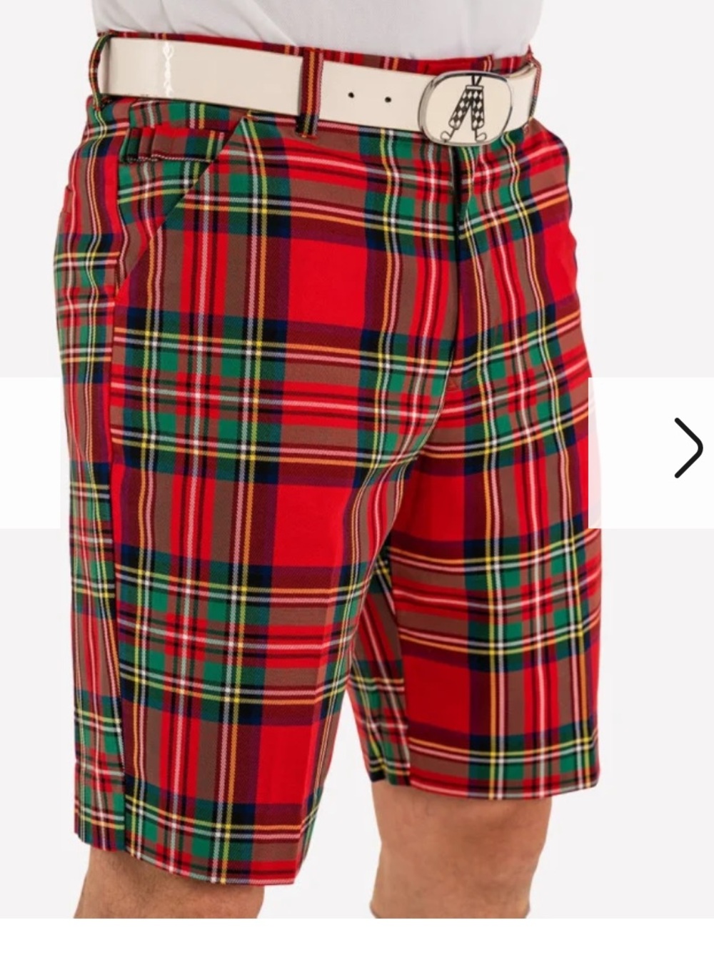 Royal & Awesome Men's Red Plaid Cotton Blend Flat Front Golf Shorts